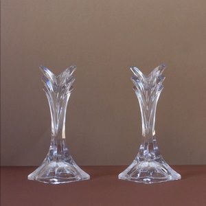 Vintage Glass Art Deco Candlestick Holders